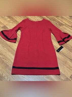 R&K Red Dress with Bell Sleeves NWT Size 12